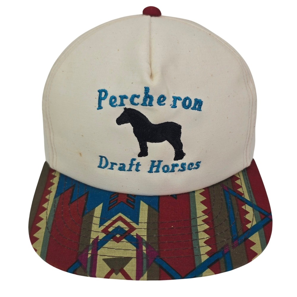 Percheron Draft Horses Trucker Hat OS Cream Southwestern Aztec Brim Snapback